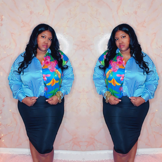 Blue Paradise Button up Blouse