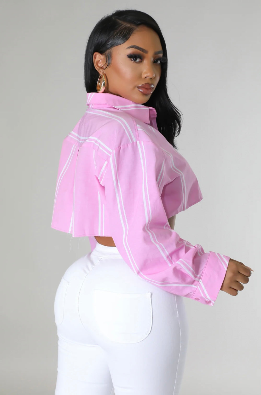 Pink Pinstripe Crop Top