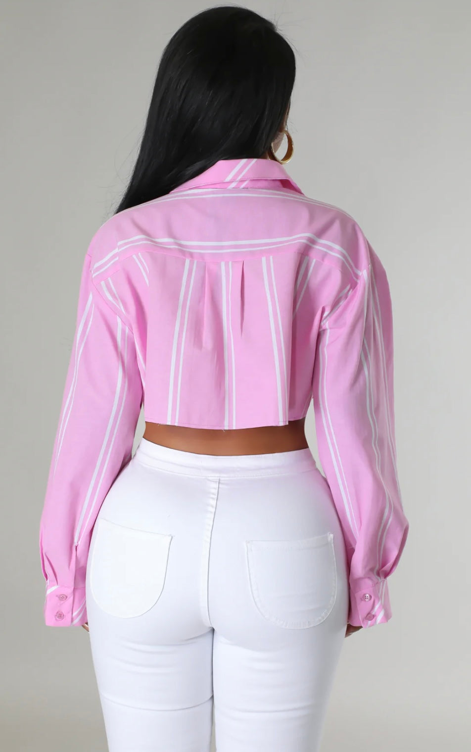 Pink Pinstripe Crop Top