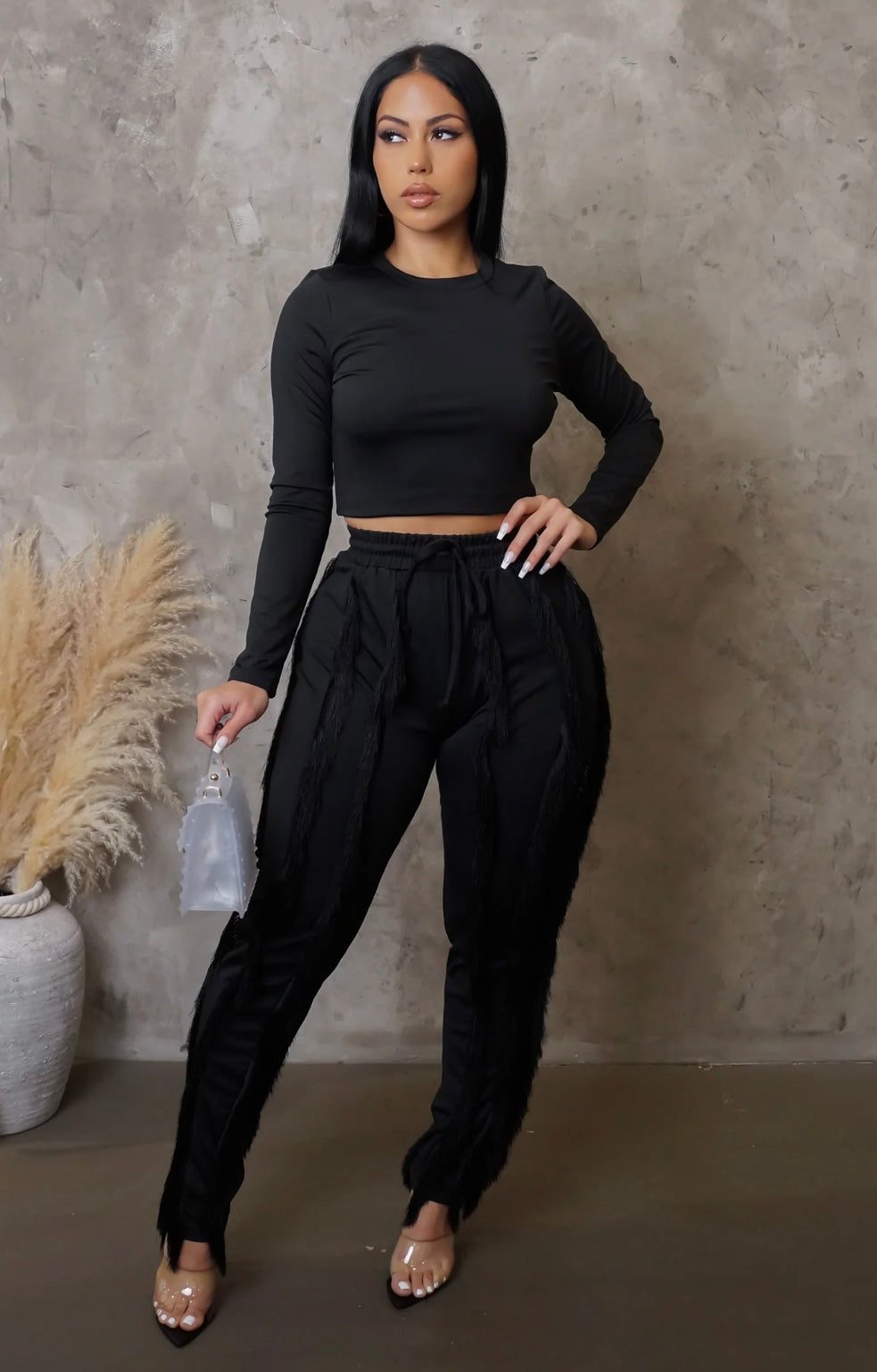Fancy Fringe Pant W/ Cropped Top