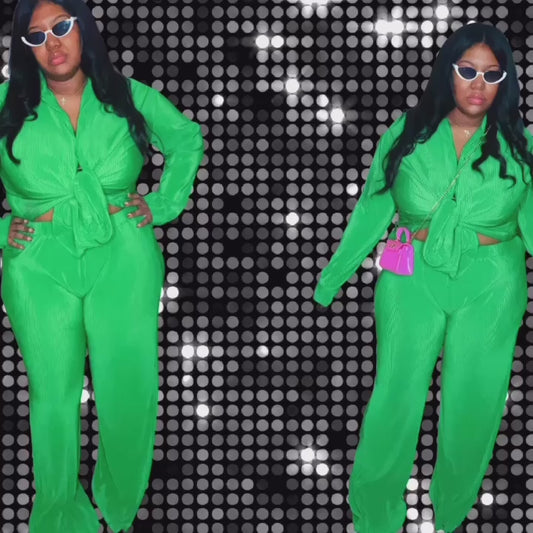 Baddie Vibe Pleated Pant Set