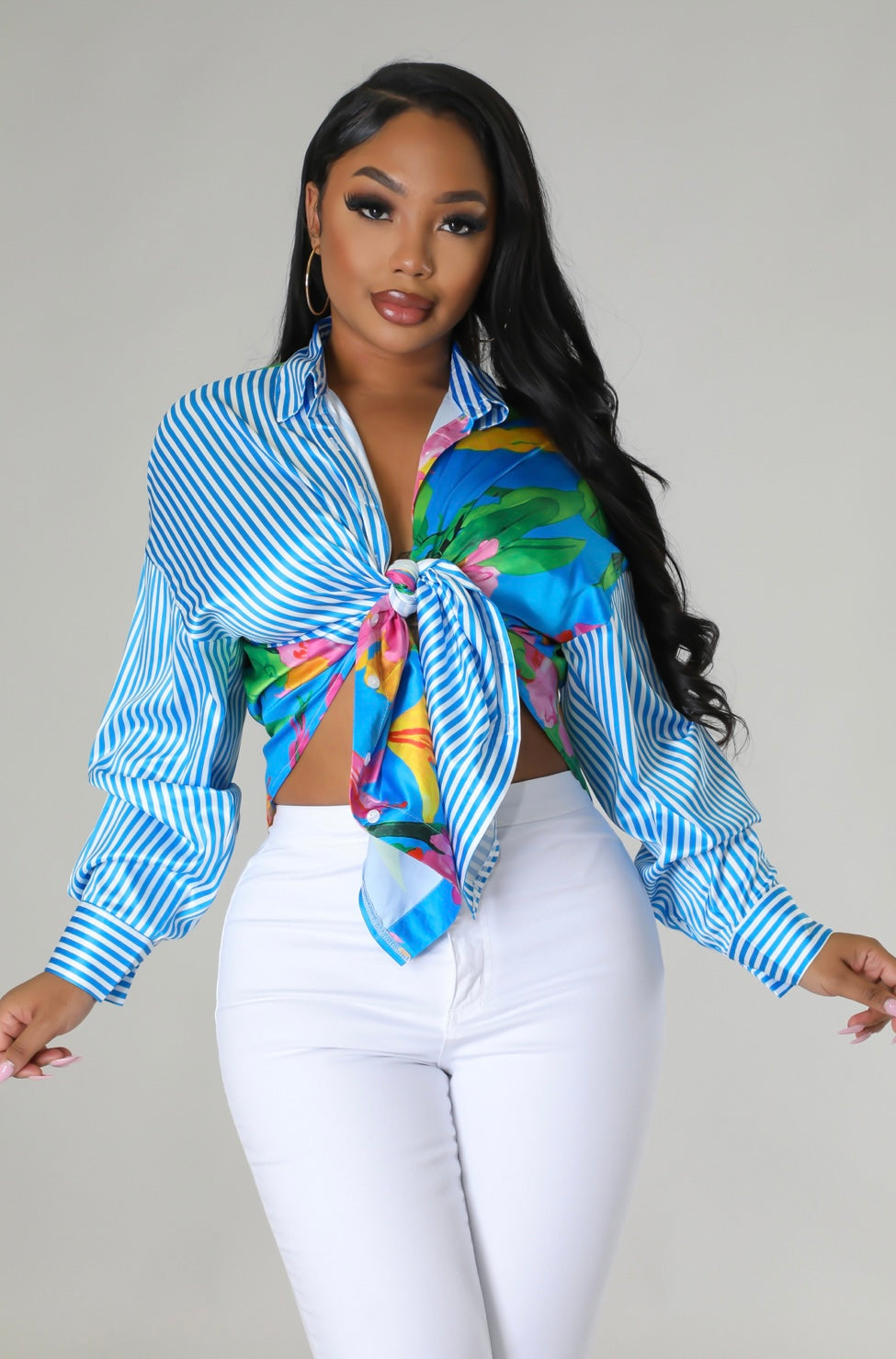 Blue Paradise Button up Blouse