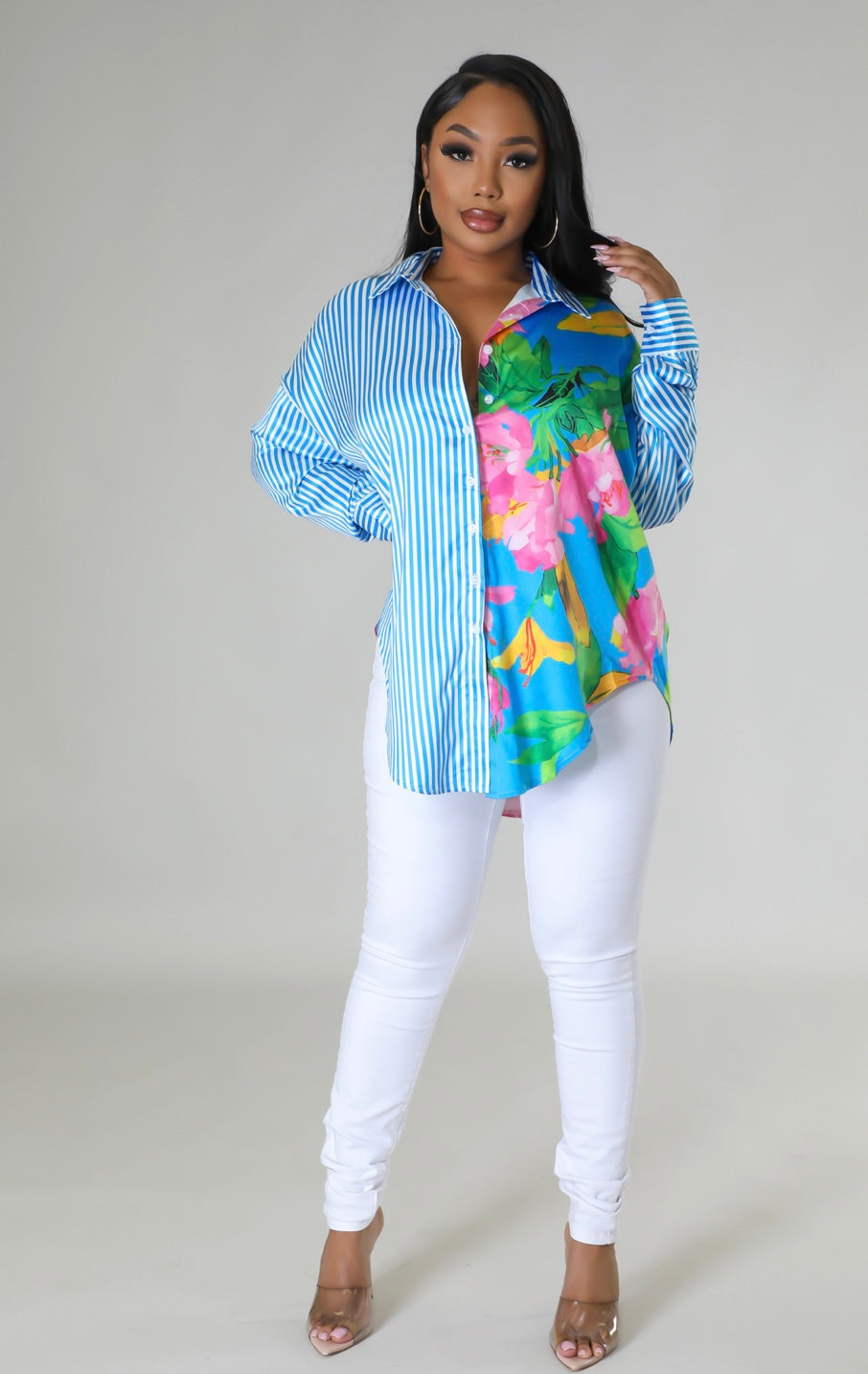 Blue Paradise Button up Blouse