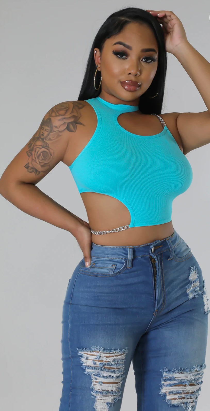 Lovely Luxe Aqua Blue Top