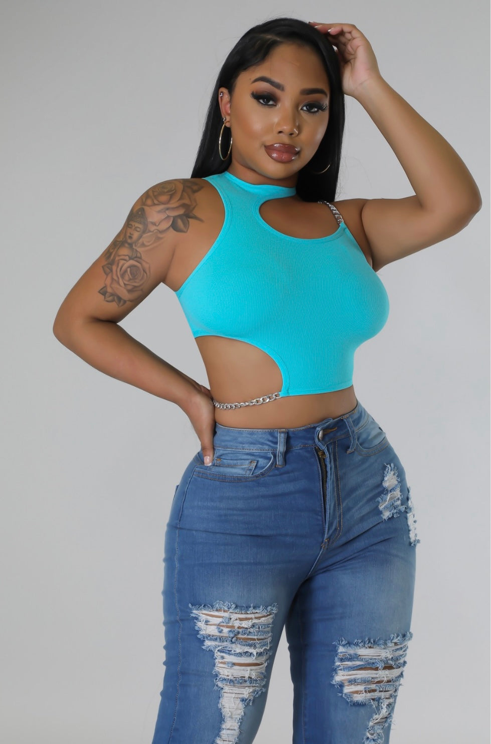 Lovely Luxe Aqua Blue Top